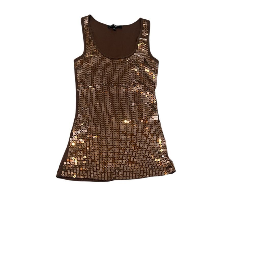 Express size small brown sequin embellished tank top excellent condition